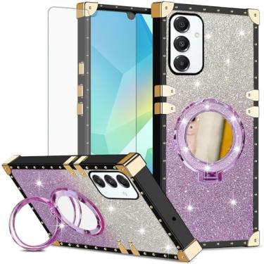 Imagem de Asuwish Capa de celular para Samsung Galaxy A16 5G/4G capa magnética com protetor de tela de vidro temperado e espelho brilhante brilhante resistente à prova de choque anel rígido A 16 16A SM-A166U