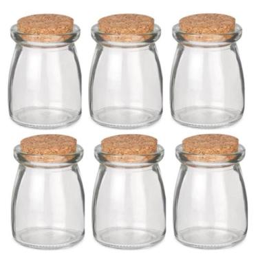Imagem de Kit 6 Potes Vidro Potinhos Com Tampa Rolha Cortiça 110ml Porta tempero