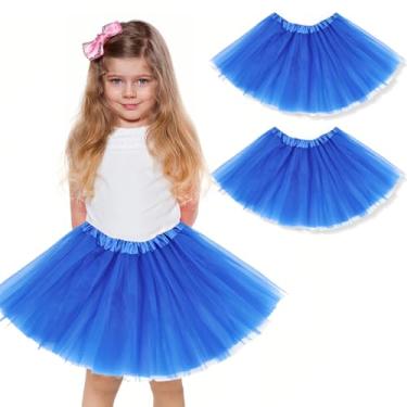 Imagem de Pacote com 2 saias tutu azul royal para meninas - Fantasia de festa de balé de tule com 3 camadas