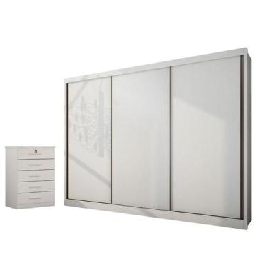 Imagem de Guarda Roupa Casal Londres e Gaveteiro Suiça Neve - Novo Horizonte