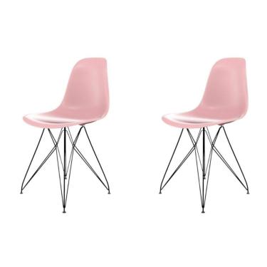 Imagem de Conjunto Com 2 Cadeiras Eames Eiffel Rosa  Base Preta