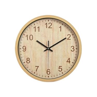 Imagem de KEG801302 Relógio de parede de madeira criativo de 20 cm para sala de estar, silencioso, sem tique-taque, tridimensional, adequado para biblioteca de estudo, quarto (pilhas não incluídas) relógio de
