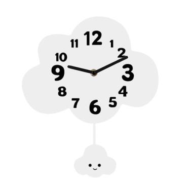 Imagem de MotiveTech Relógio de parede em forma de nuvem, silencioso, com cauda oscilante. Lindo enfeite de parede. Decoração para quarto infantil e sala de jantar.