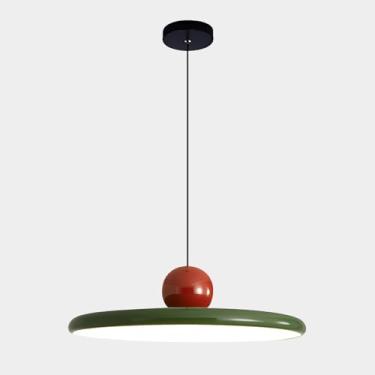Imagem de Luminária pendente vintage verde, estilo industrial rústico, redonda, moderna, com LED, simples, para teto, contemporânea, para ilha de cozinha.