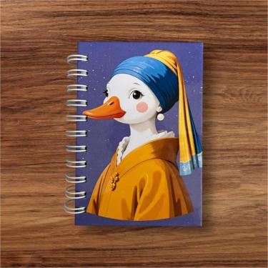 Imagem de Sketchbook (caderno de desenhos), Capa Dura, Wire-o, Sem Pauta, Folhas 90g, Tamanho A5, Moça com brinco de pérola