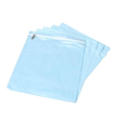 Imagem de Kit 5 Pçs Saco Organizador Impermeável Com Visor e Zíper - Ideal para Viagem, Mala e Roupas de Bebê (Maternidade e Creche) (Azul Bebê)