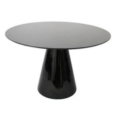 Imagem de Mesa de Jantar Cone 100cm Tampo Laca Preta + Vidro Base Laca Preta - P