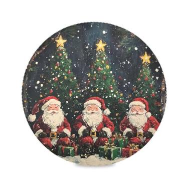 Imagem de STAYTOP Três lindos jogos americanos redondos de Papai Noel, 6 peças, tapetes de mesa antiderrapantes fáceis de limpar para decoração de mesa de festa e churrasco