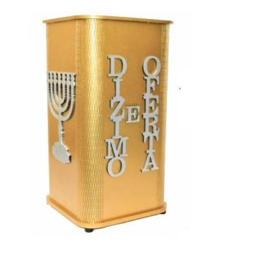 Imagem de Gazofilácio Dízimos E Ofertas Igreja Pintado Em Mdf Dourado