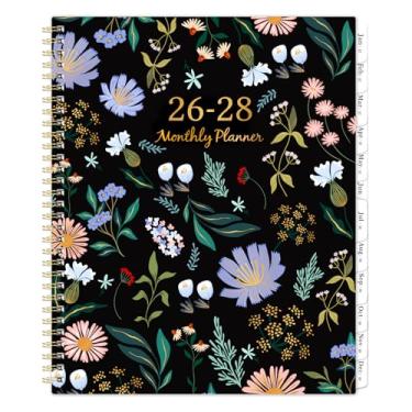 Imagem de Agenda mensal 2026-2028 - Calendário mensal 2026-2028, 23 x 28 cm, agenda de 2 anos com abas, contatos + bolso traseiro