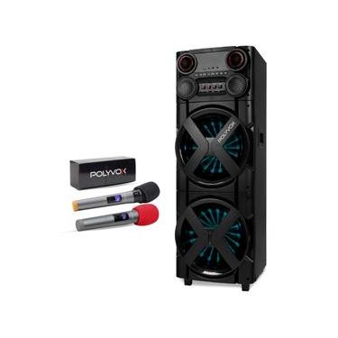 Imagem de Caixa Torre Polyvox XT-2025T 2500W RMS + Microfones sem Fio