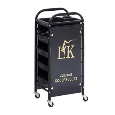 Imagem de Carrinho de barbearia profissional com rodas - Carrinho grande de salão de cabeleireiro, 5 gavetas, fácil mobilidade com 4 rodízios universais, ideal para salões, spas e tatuagens (cor 6)