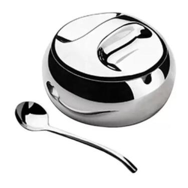 Imagem de Açucareiro Inox com Colher 300ml Utensílio Prático para Farinha e Açúc