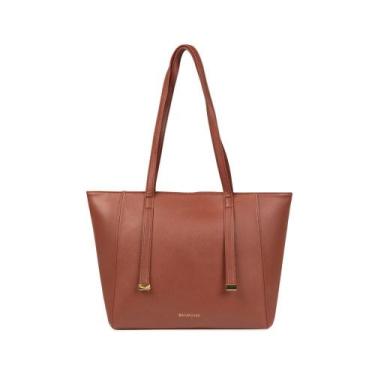 Imagem de Bolsa de Ombro Feminina Média Alça Alongada Tote Marrom - Bagaggio, U,