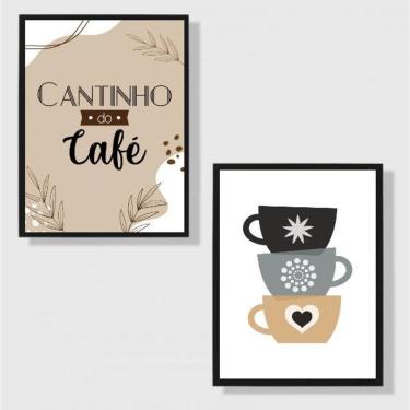 Imagem de Kit 2 Quadros Cantinho Do Café Xícaras 33X24Cm - Com Vidro
