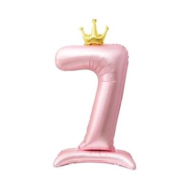 Imagem de Balão De Número Rosa De 40 Polegadas Com Coroa De Princesa Para Decora