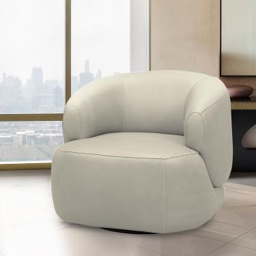 Imagem de Poltrona Decorativa Verona Sala de Estar Base Giratória em Aço Couro Bege G88 - Gran Belo