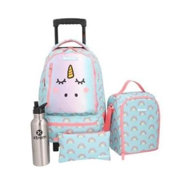 Imagem de Kit Mochila Escolar Xtrem 4Pc Run Pack 295 Aqua Unicórnio-Unissex