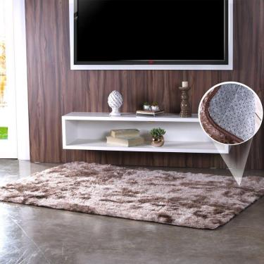 Imagem de Tapete Fluffy Para Sala 100% Poliester 140x200cm Taupe Mescla