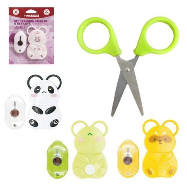 Imagem de Kit Escolar Infantil Tesoura com protetor e estilete sortido - YINS