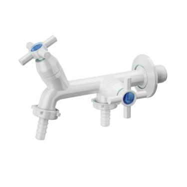 Imagem de Torneira para Tanque e Máquina Star Pr Branca 1/4 Volta Parede - Plast