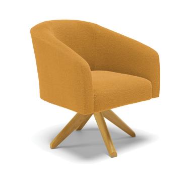 Imagem de Poltrona Decorativa Giratória MA30 Stella Bouclê Mostarda - D'Rossi