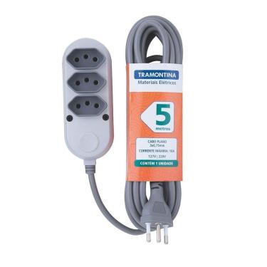 Imagem de Extensão 3 Tomadas 2p+t 10a 250v 5m - 57504021 - Tramontina Extensao 3tom.2p+t 10a-250v 5mt Tramonti