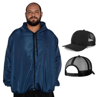 Imagem de Conjunto Jaqueta Corta Vento Plus Size E Boné Liso Aba Curva-Unissex