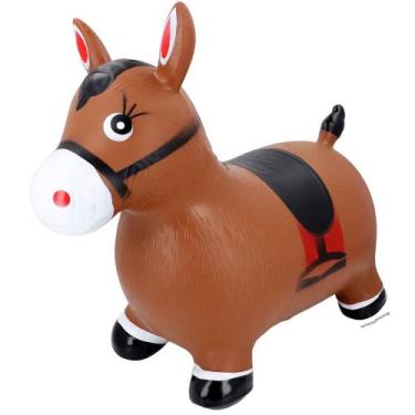 Imagem de Cavalinho Marrom Inflável Upa Upa com Som Infantil Brinquedo de Pular 