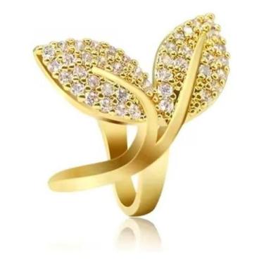 Imagem de Piercing Argola Falso Fake Pedra Zirconia Folheado Folhas - De Castro 