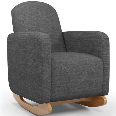 Imagem de Poltrona De Amamentação Com Balanço Orgânica Saori W01 Linho Cinza Escuro - Lyam Decor