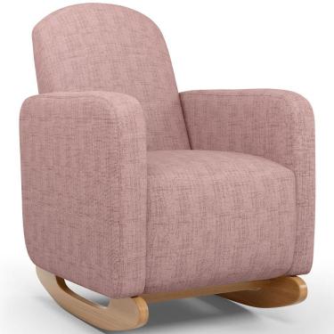 Imagem de Poltrona De Amamentação Com Balanço Orgânica Saori W01 Linho Rosa - Lyam Decor