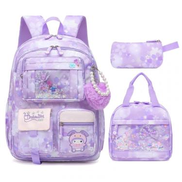 Imagem de Mochila Alrisg roxa 17" com múltiplos bolsos, à prova de respingos