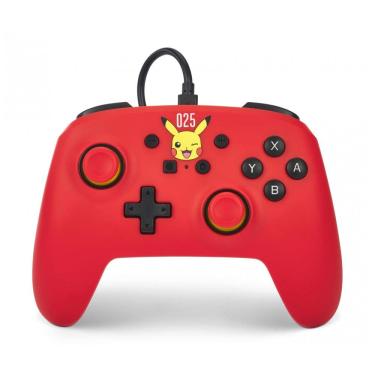 Imagem de Controle com fio PowerA para Nintendo Switch Laughing Pikachu amarelo cabo USB destacável 3m
