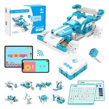 Imagem de Kit robô de programação 21 em 1 WhalesBot D1 STEM para crianças 4+ com 280 peças e controle via app Bluetooth