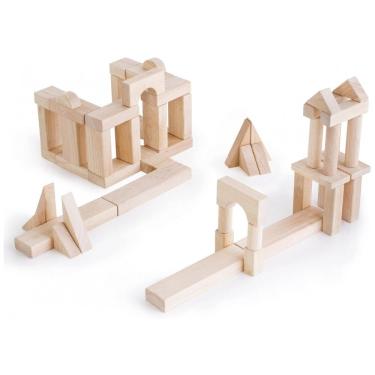 Imagem de Blocos de montar de madeira Unit Blocks Set B Guidecraft com 56 peças naturais para construção e atividades STEM