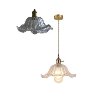 Imagem de Luminária Pendente LED Vintage Verde De Vidro Com Interruptor, Cobre, 