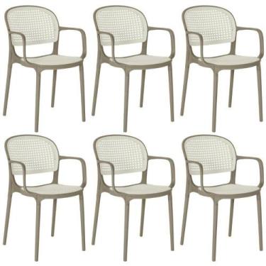 Imagem de Kit 6 Cadeiras De Jantar Roma Prática Com Braços Para Sala E Cozinha -