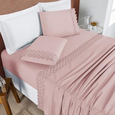 Imagem de Jogo de Lençol Queen Nobless 200 Fios 4 Peças - Sal Rosa - Bia Enxovai