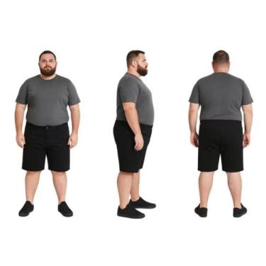 Imagem de Bermuda Jeans Masculina Plus Size - Mil Grau Jeans, Preto, 56