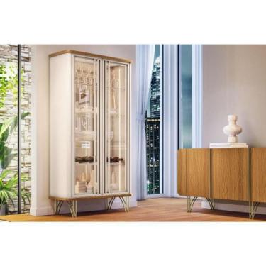 Imagem de Cristaleira Hb Móveis Evora 2 Portas De Vidro Off White-cinamomo