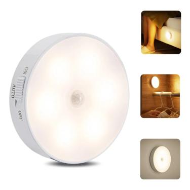 Imagem de Luminária LED Indução Recarregável com Sensor de Movimento - Branco Frio/Quente, 50 Lumens, 3m Alcance