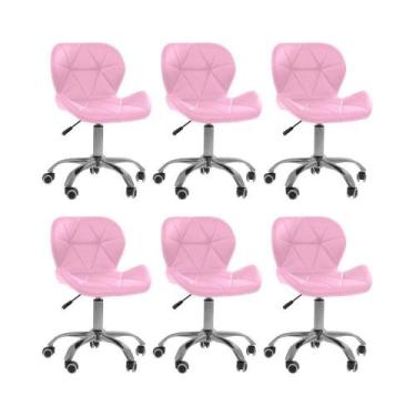 Imagem de Kit 6 Cadeiras Office Eiffel Slim Oficial Base Rosa - Oficial Webshop