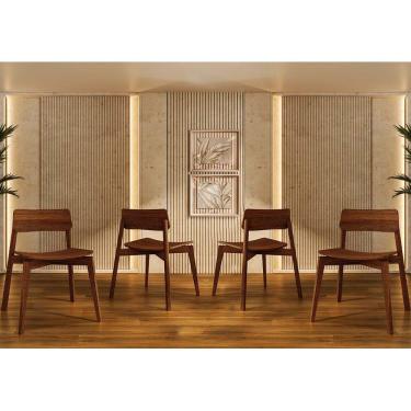 Imagem de Conjunto Nature com 4 Cadeiras Rústico Escuro Madeira Pinus