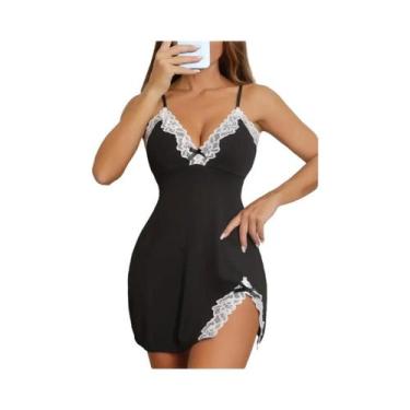 Imagem de Camisola De Verão Sem Mangas Em Renda Preta, Lingerie Sexy Para Mulher