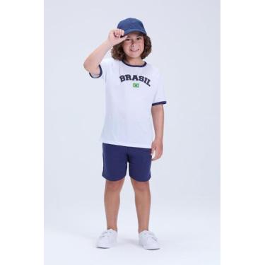 Imagem de Conjunto Infantil Masculino Brasil Copa Verão - Vida Costeira Oficial,