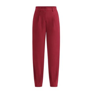 Imagem de Calça PRETTYGARDEN 2025 Cintura Alta Tornozelo Vinho Vermelho XXL
