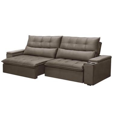 Imagem de Sofá Retrátil Reclinável 3 Lugares 250cm Moritz F05 Veludo Castor - Mpozenato