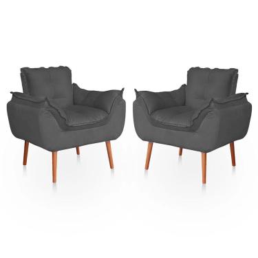 Imagem de Kit 02 Poltronas Opala Sala Confortável Resistente Cinza