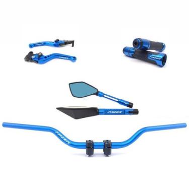 Imagem de Kit Manete Manopla Guidão Retrovisor Fazer 150 freio UBS - NoBrand, Az